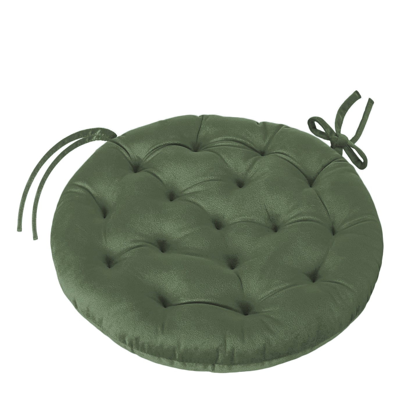 16" Round Tufted Plush Chair Pad/Cushion for Kitchen Bar Stool Dining Room Durable Reversible with Tie Backs